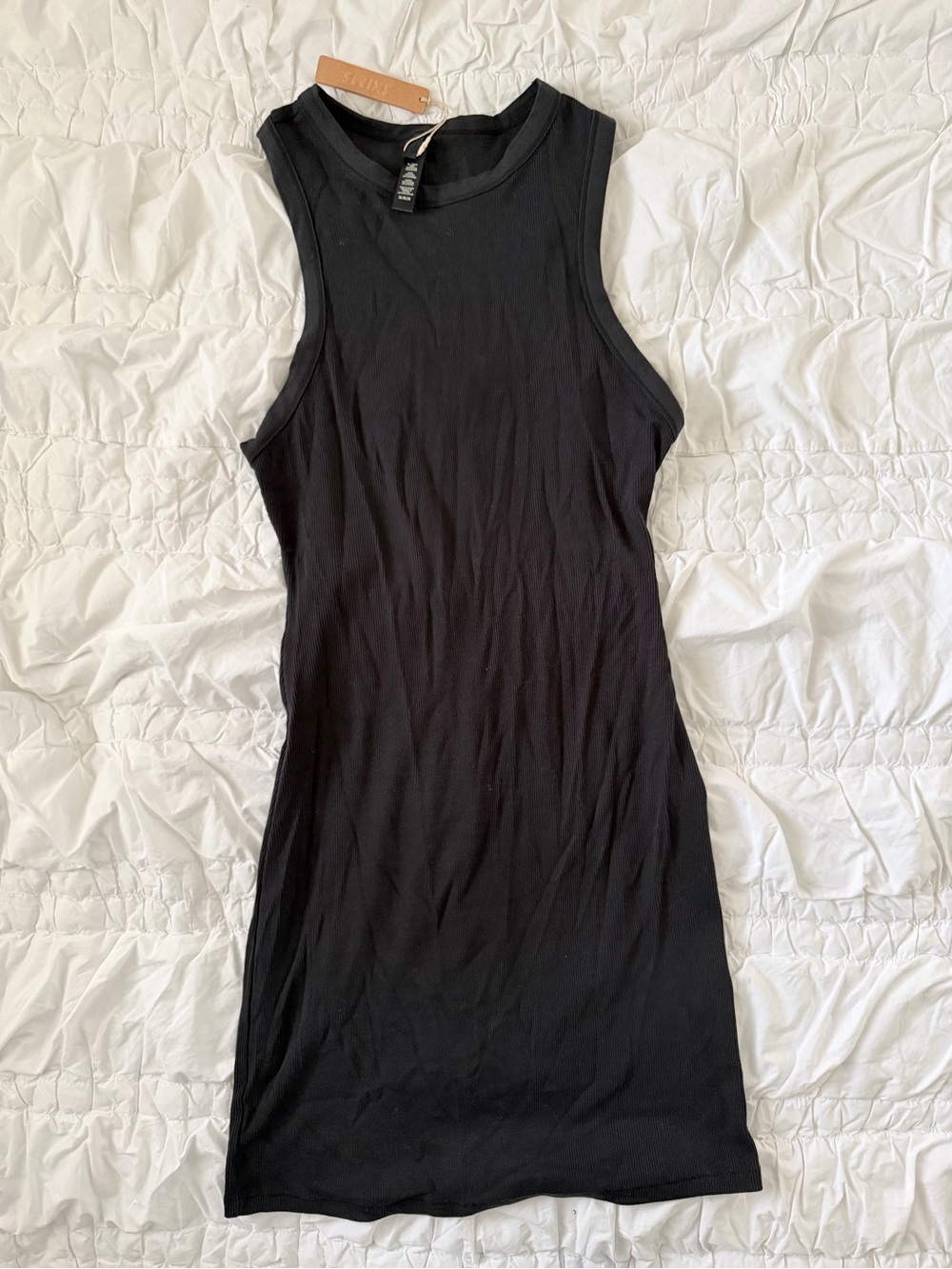 SKIMS Black Ribbed Tank Dress Brand New M